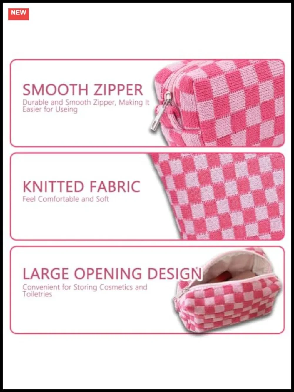 Travel Makeup Bag Set 2PCS Checkered Cosmetic Organizer Pouch Toiletry Case